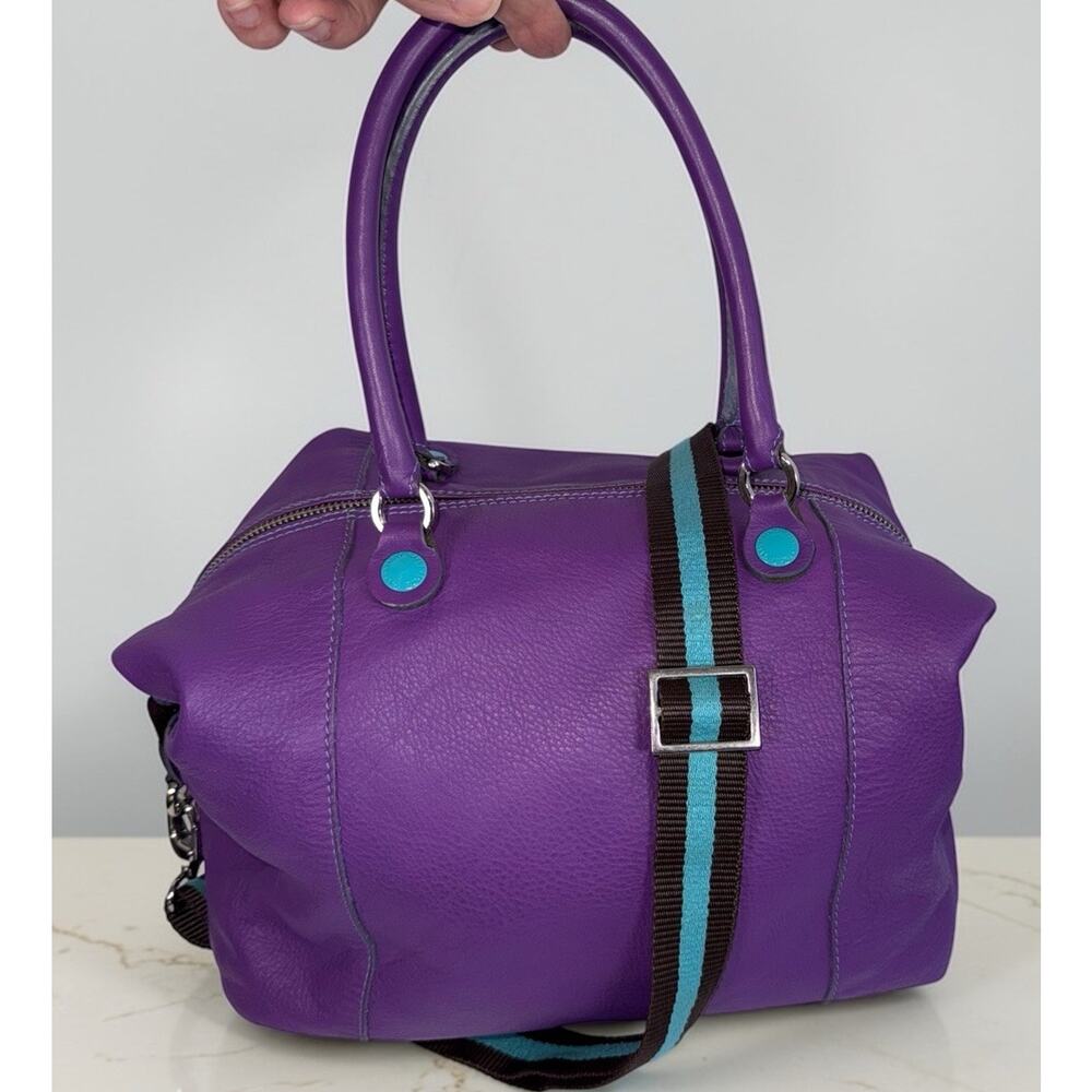 Gabs Italian Leather Satchel Tote Convertible Fun Purple Top Handle To Crossbody